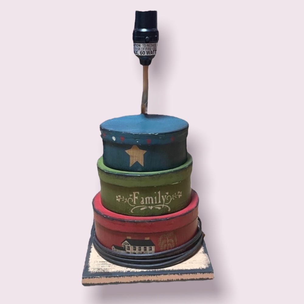 Nantucket primitive stacking boxes lamp - Picture 2 of 5